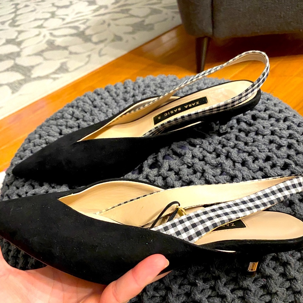 Zara women black velvet sandals shoes